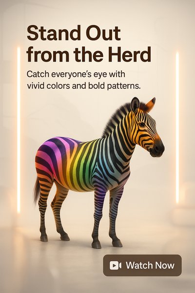 Colorful Zebra with Bold Patterns in Modern Setting