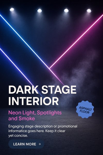 Stunning Neon Stage Interior with Smoke and Spotlights