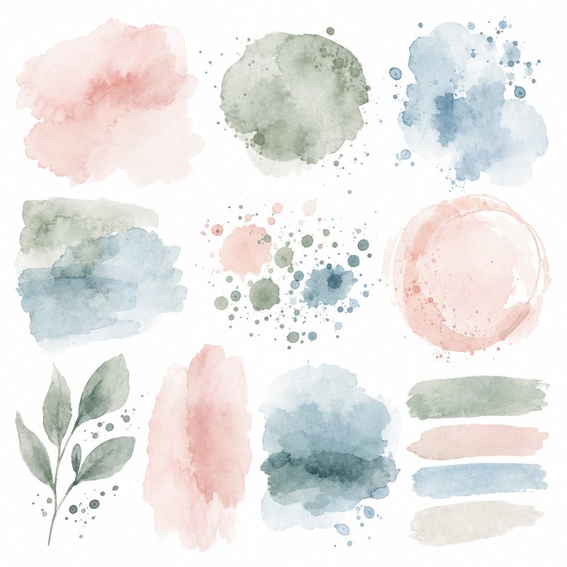 Soft watercolor design elements