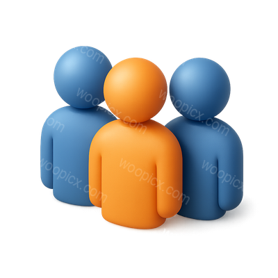 Stylized 3D Icon of Three People in Isometric View