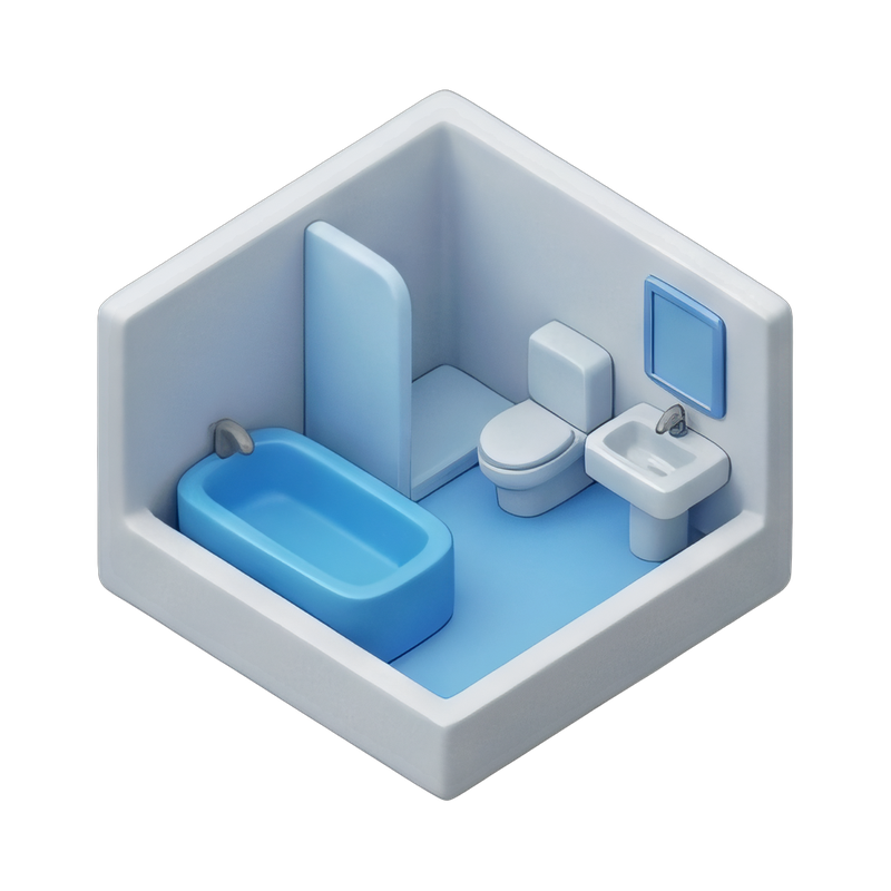 modern bathroom layout with fixtures