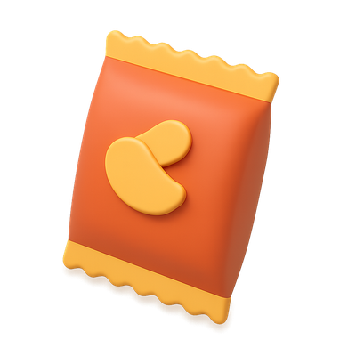 3D Snack Icon with Isometric Design and Volumetric Feel