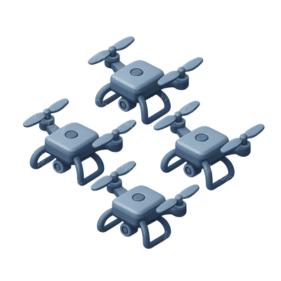 3D Drone Swarm Icon with Volumetric Design