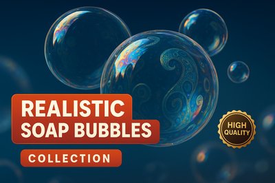 Collection of Realistic High-Quality Soap Bubbles