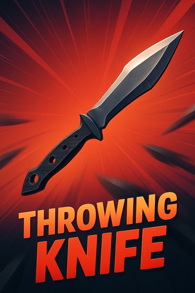 Dynamic Throwing Knife Illustration with Bold Text