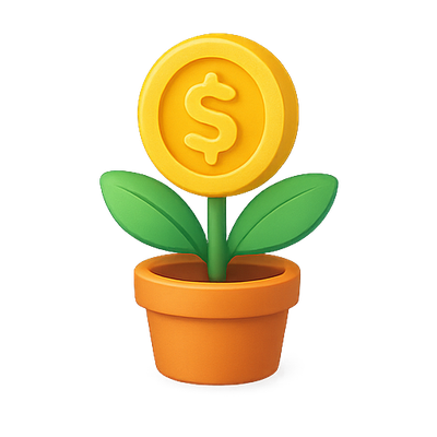 3D Illustration of a Coin Plant for Financial Growth Concept