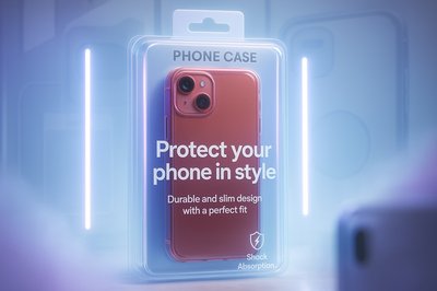 Stylish Phone Case Packaging Design with Product Display