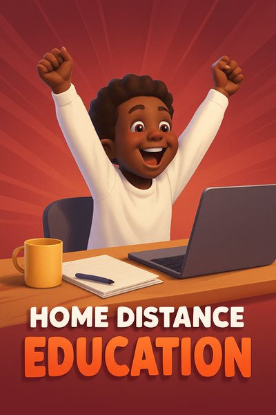 Excited School Boy Celebrating Home Education