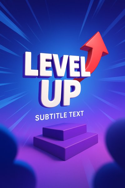 Dynamic Graphic Representing Progress with 'Level Up' Theme