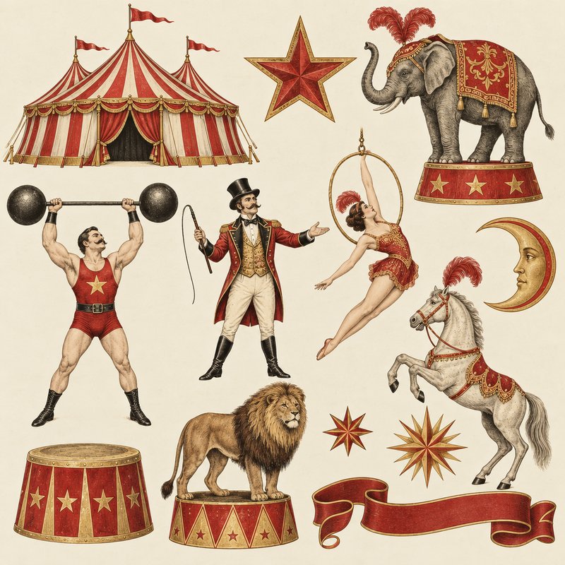 Vintage circus design elements pack
