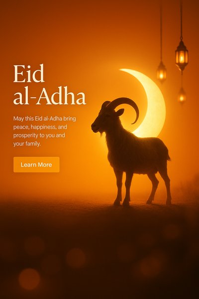 Eid al-Adha Celebration Graphic Featuring a Goat