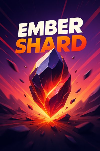 Dynamic Ember Shard Illustration with Bold Typography