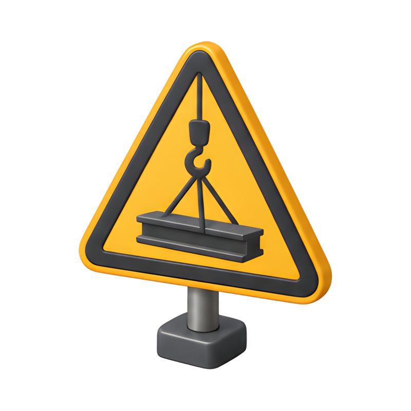 suspended load warning sign