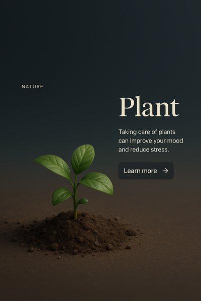 Realistic Plant Scene with Informative Text and Button