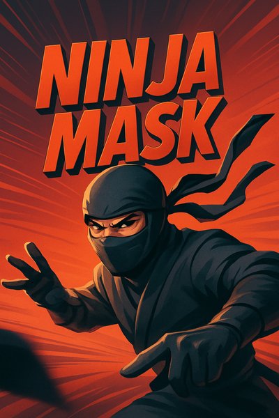 Dynamic Ninja Mask Illustration with Bold Typography