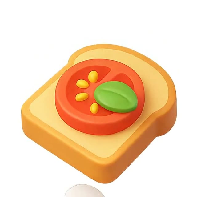 Colorful Animated Sandwich with Tomato and Leaf