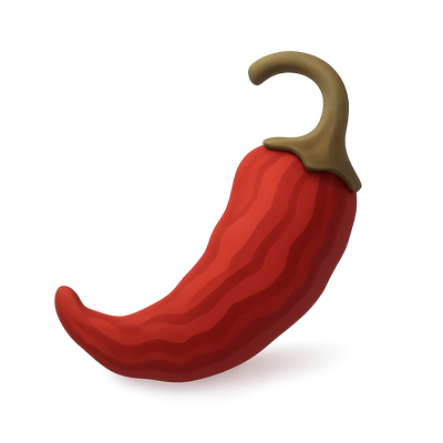 Stylized 3D Cayenne Pepper Icon with Isometric View