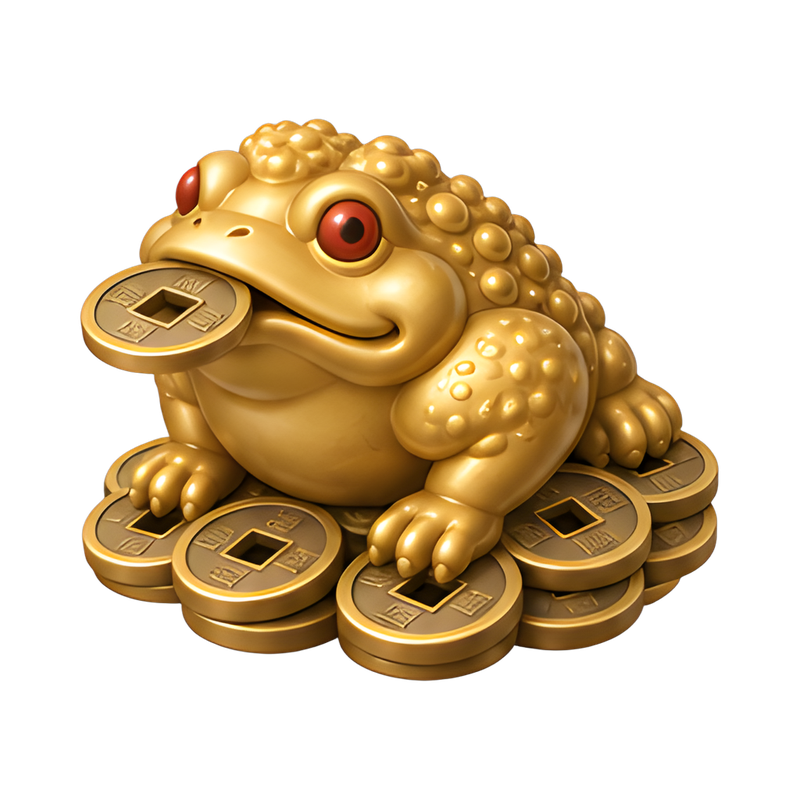 golden toad on coins