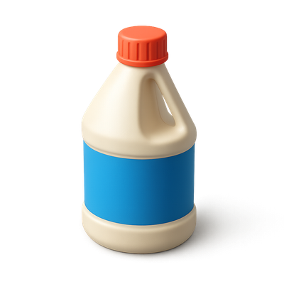 Realistic 3D Bleach Bottle Icon in Isometric View