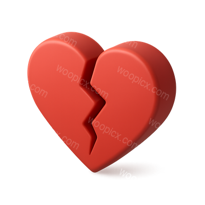3D Broken Heart Icon with Volumetric Design