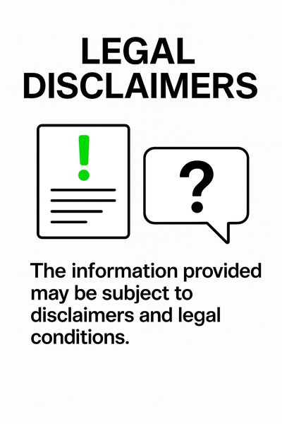 Legal Disclaimers Notice with Informational Icons