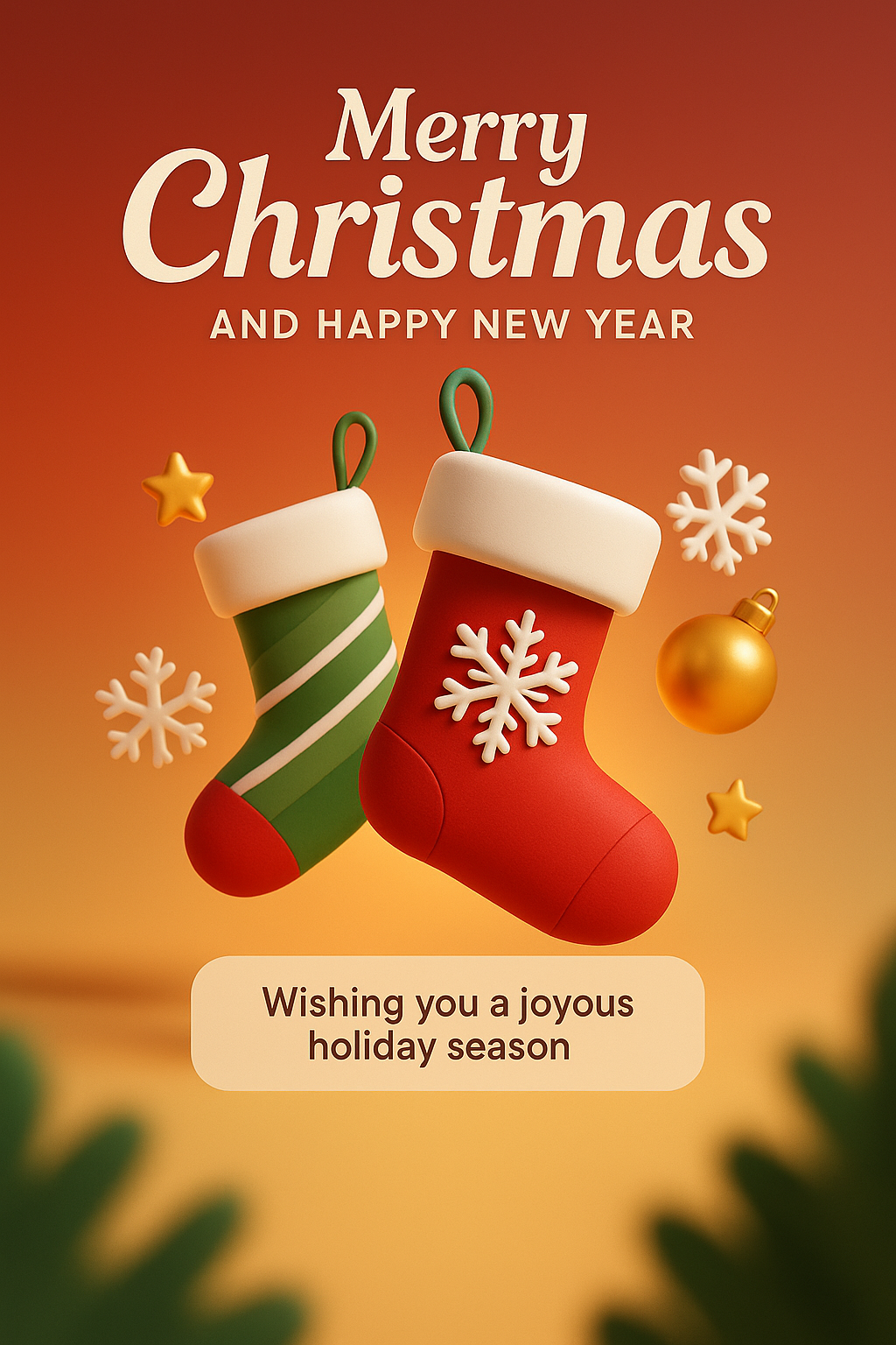 Festive Holiday Greeting Card Design with Christmas Stockings