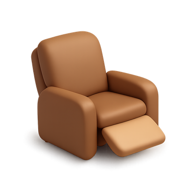 Stylish 3D Reclining Chair Icon Design