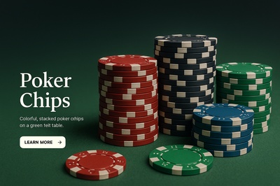 Stylish Poker Chips Arrangement on a Green Table