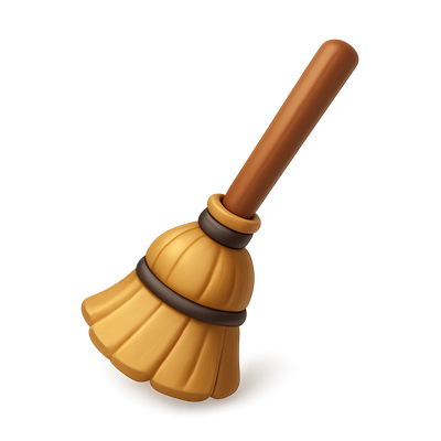 Stylish 3D Broom Icon in Isometric View
