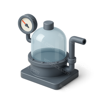 3D Isometric Vacuum Chamber Icon with Gauge