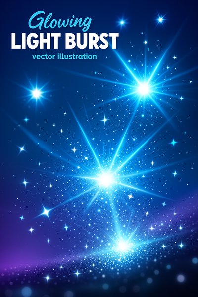 Dynamic Glowing Light Burst with Sparkles and Effects