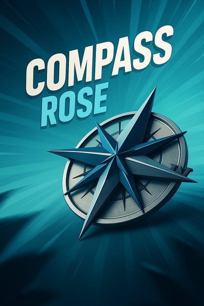 Dynamic Compass Rose Illustration with Bold Typography