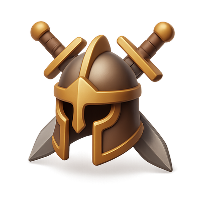 3D Warrior Helmet Emblem with Crossed Swords