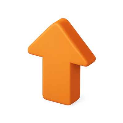 3D Rendered Orange Upward Arrow Icon