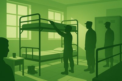 Illustration of a Barracks Room with Soldiers