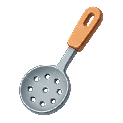 3D Slotted Spoon Icon with Volumetric Design