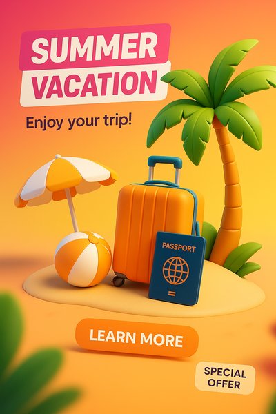 Colorful Summer Vacation Promotion Graphic