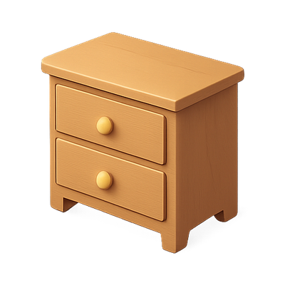Stylized Wooden Nightstand with Two Drawers