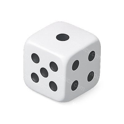 Realistic 3D Render of a White Six-Sided Die