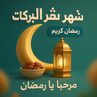 Elegant Ramadan Celebration Design with Arabic Text