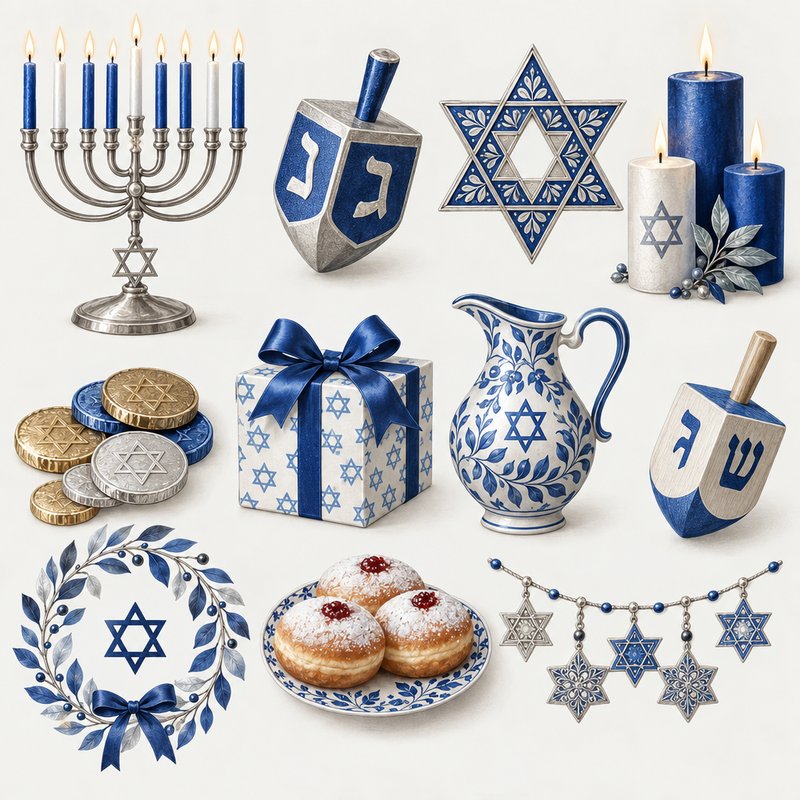 Cohesive Hanukkah design elements