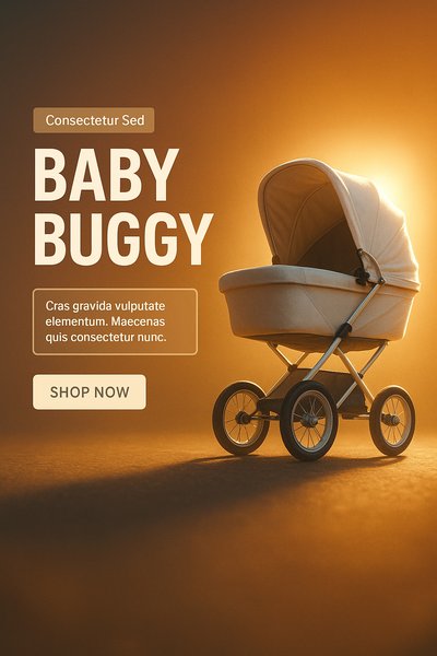 Stylish Baby Buggy Advertisement with Soft Lighting