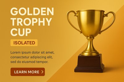 Golden Trophy Cup on a Solid Background with Engaging Design Elements