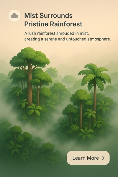 Serene Misty Rainforest Landscape Illustration
