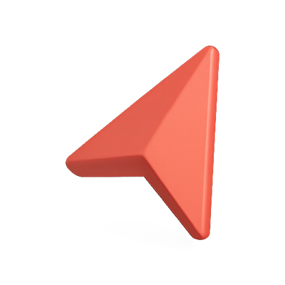 Stylized 3D Arrow Icon in Coral Color