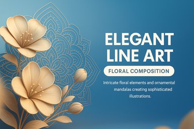 Elegant Floral Mandala Line Art Illustration