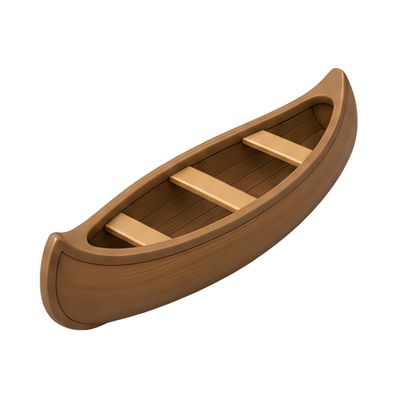classic wooden canoe on water