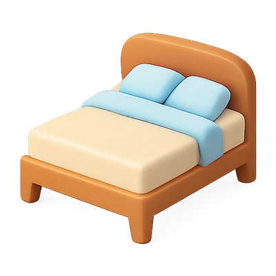 Stylized Bed Emoji with Soft Colors