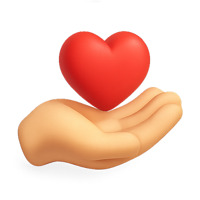3D Render of a Hand Holding a Heart Symbol