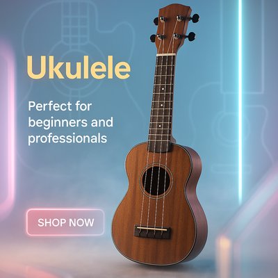 Promotional Image for Ukulele Featuring Modern Design Elements